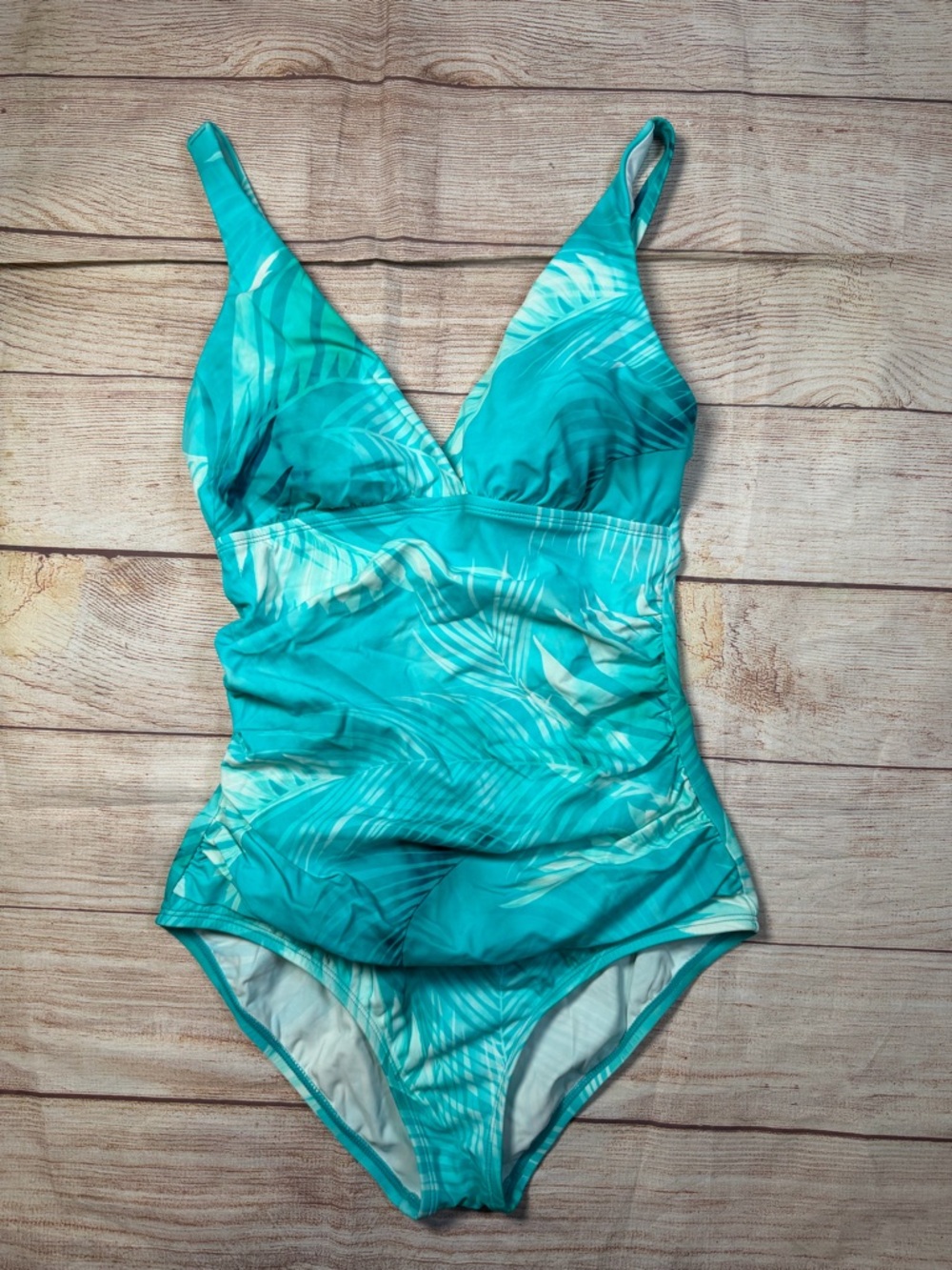 Jantzen Teal & White Palm-Print One-Piece Swimsuit